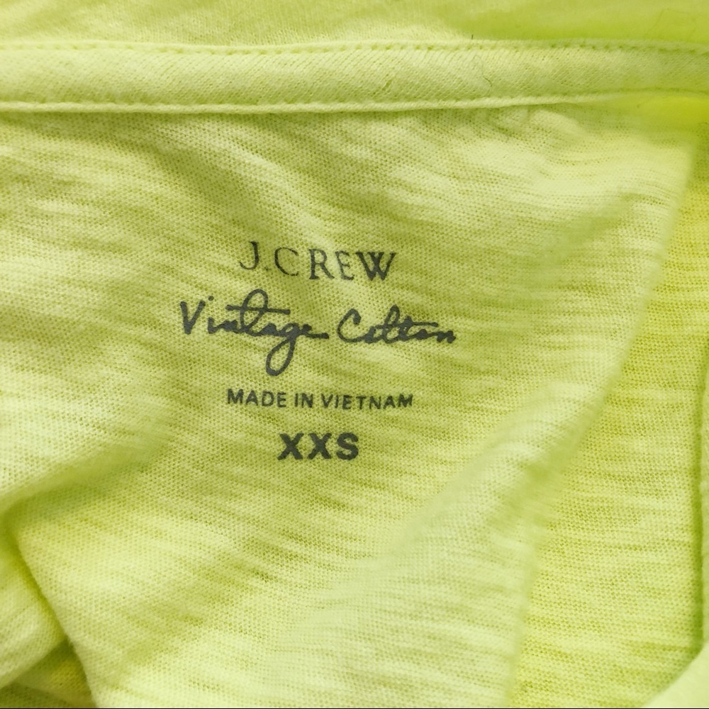 J. Crew Bright Yellow Vintage Cotton V-Neck Tee Preppy - Picture 4 of 4